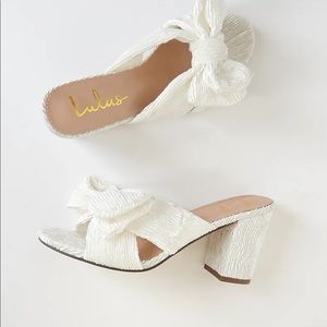 Brand New White Dorthea Bow Heel Sandals